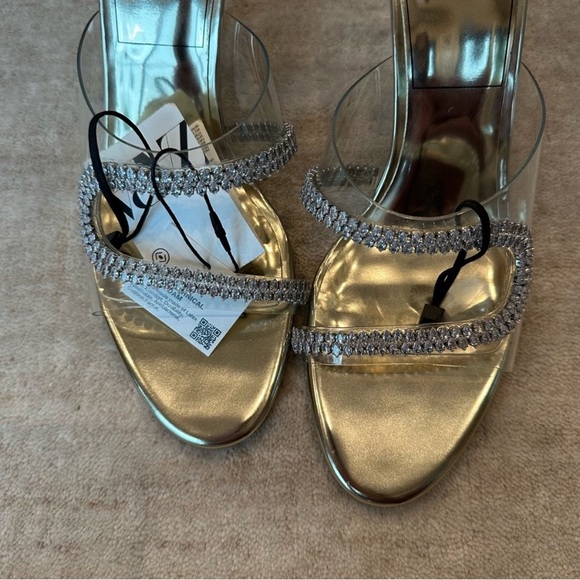Zara Sparkly Heeled Vinyl Sandals. Size 7.5 NWT EU 38 - Picture 13 of 13